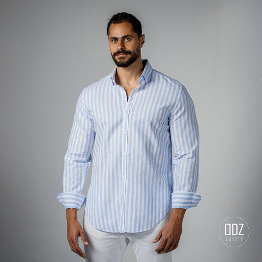 Wide Strips Linen Shirt