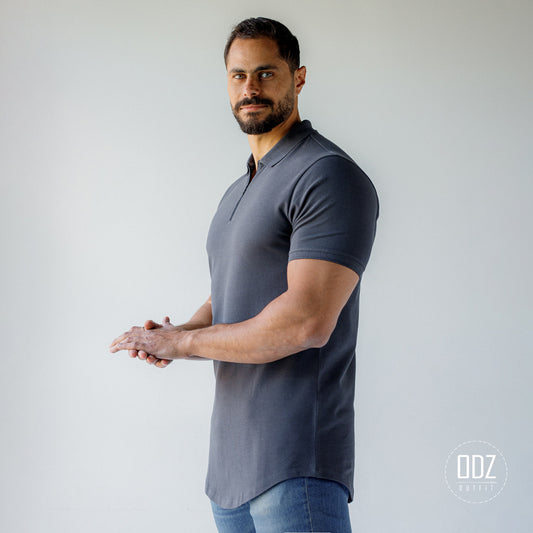 Curved Zipper Polo T-shirt