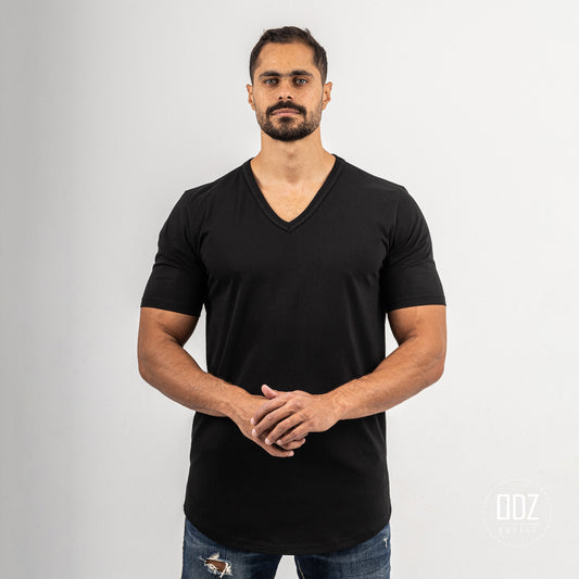 Curved V Collar T-shirt
