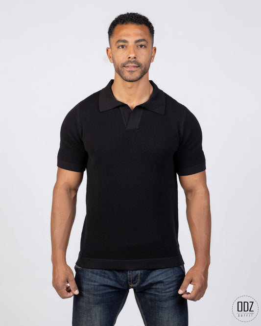 Grid Knitted Polo