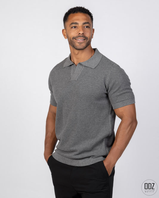Grid Knitted Polo