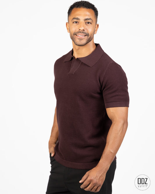 Grid Knitted Polo