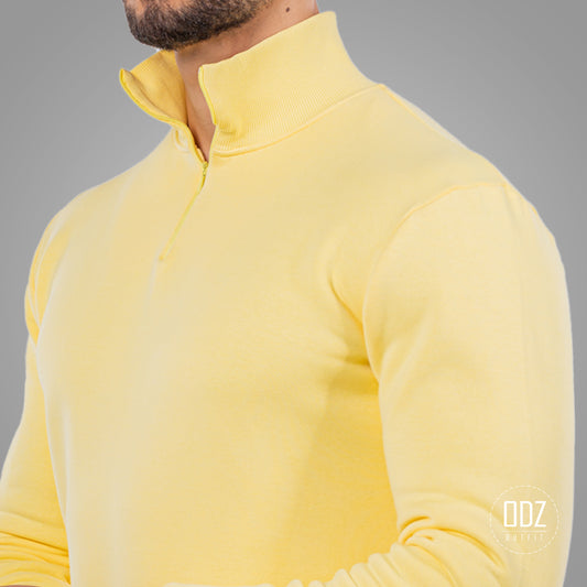 Lemon Yellow Zipper Shifted Split Sweater