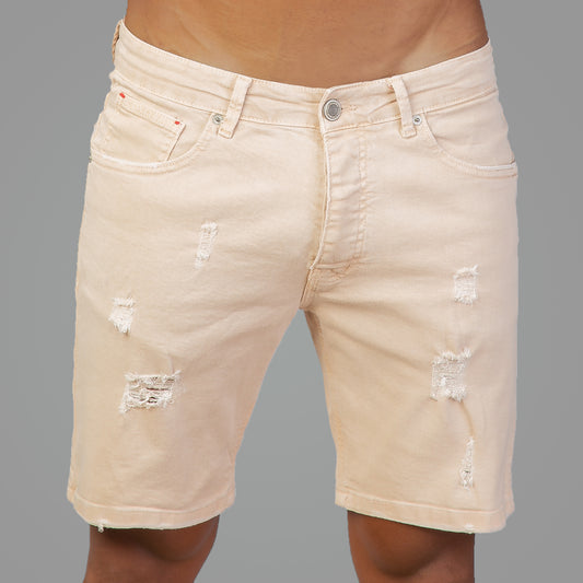 Beige Jeans Shorts