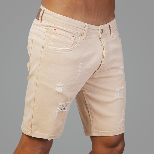 Beige Jeans Shorts