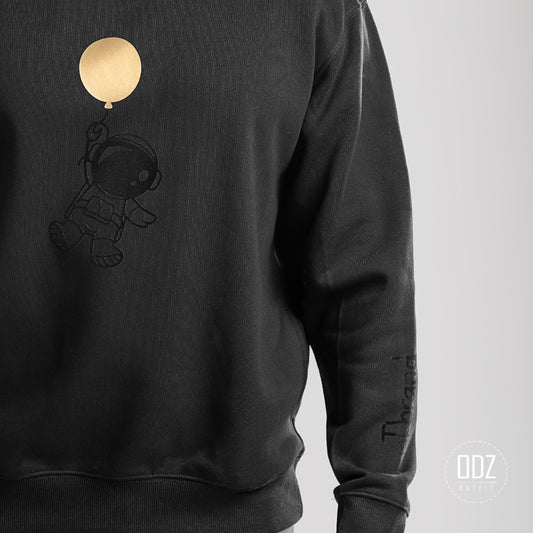 Black Oversize Astronaut Balloon Hoodie